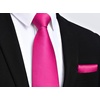 image:imageHISDERN 2PCS Mens Pink Tie Classic 34 width Necktie and Handkerchief Jacquard Woven