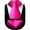 image:imageHISDERN 2PCS Mens Pink Tie Classic 34 width Necktie and Handkerchief Jacquard Woven