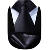 image:imageHISDERN Black Ties for Men Formal Business Silk Tie and Pocket Square Set
