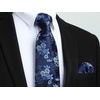 image:imageHISDERN Blue Paisley Floral Ties for Men Handkerchief Wedding