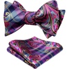 image:imageHISDERN Bow Ties for Men Hot Pink Paisley Pretied and Selftied Mens Bowtie and Pocket Square Set for Wedding Party