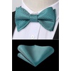 image:imageHISDERN Bow Ties for Men Solid Color Self Tie Bow Tie Pocket Square Set Classic Formal Satin Bowties for Tuxedo Wedding PartyA2green