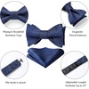 image:imageHISDERN Bow Ties for Men Solid Color Self Tie Bow Tie Pocket Square Set Classic Formal Satin Bowties for Tuxedo Wedding PartyF4navy Blue