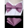 image:imageHISDERN Bow Ties for Men Solid Color Self Tie Bow Tie Pocket Square Set Classic Formal Satin Bowties for Tuxedo Wedding PartyK21purple