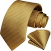 image:imageHISDERN Gold Mens Ties Silk Neck Tie for Men with Poacket Square Set 2PCS Tie Set