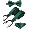 image:imageHISDERN Hot Pink  Green Bow Tie and Suspenders for Men Wedding Formal Business