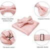 image:imageHISDERN Men Light Pink Ties Floral Pretied Bowtie Woven Classic Formal Tie Pocket Suqare Set for Wedding Business with Handkerchief