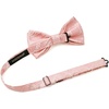 image:imageHISDERN Men Light Pink Ties Floral Pretied Bowtie Woven Classic Formal Tie Pocket Suqare Set for Wedding Business with Handkerchief