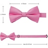 image:imageHISDERN Mens Bow Ties Solid Color Pre Tied Bowtie and Pocket Square Set Classic Formal Tuxedo Bowties for Wedding Party03pink 1