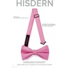 image:imageHISDERN Mens Bow Ties Solid Color Pre Tied Bowtie and Pocket Square Set Classic Formal Tuxedo Bowties for Wedding Party03pink 1