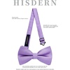 image:imageHISDERN Mens Bow Ties Solid Color Pre Tied Bowtie and Pocket Square Set Classic Formal Tuxedo Bowties for Wedding PartyBpurple 3
