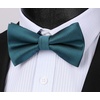 image:imageHISDERN Mens Bow Ties Solid Color Pre Tied Bowtie and Pocket Square Set Classic Formal Tuxedo Bowties for Wedding PartyTeal