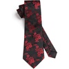 image:imageHISDERN Mens Floral Tie Regular amp Extra Long Necktie Set Wedding Ties Pocket Square Black and Red Tie