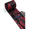 image:imageHISDERN Mens Floral Tie Regular amp Extra Long Necktie Set Wedding Ties Pocket Square Black and Red Tie