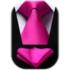 image:imageHISDERN Mens Hot Pink Necktie Handkerchief Elegant Blush Silk ties and Pocket Square Set Classic Fuschia Bow Tie for Wedding Party