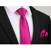 image:imageHISDERN Mens Hot Pink Necktie Handkerchief Elegant Blush Silk ties and Pocket Square Set Classic Fuschia Bow Tie for Wedding Party