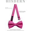 image:imageHISDERN Mens Hot Pink Necktie Handkerchief Elegant Blush Silk ties and Pocket Square Set Classic Fuschia Bow Tie for Wedding Party