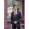 image:imageHISDERN Mens Hot Pink Necktie Handkerchief Elegant Blush Silk ties and Pocket Square Set Classic Fuschia Bow Tie for Wedding Party