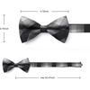 image:imageHISDERN Mens Plaid Bow Tie Set Pocket Square and Cufflinks Bowtie  Pretied Bowties Design for Easy WearCheck PatternMatching Handkerchief Cuff Link3PCS Set Wedding Formal Party Groom PromBlack