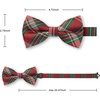 image:imageHISDERN Mens Plaid Bow Tie Set Pocket Square and Cufflinks Bowtie  Pretied Bowties Design for Easy WearCheck PatternMatching Handkerchief Cuff Link3PCS Set Wedding Formal Party Groom PromRed