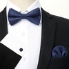 image:imageHISDERN Mens Plaid Bow Tie Set Pocket Square and Cufflinks Bowtie  Pretied Bowties Design for Easy WearCheck PatternMatching Handkerchief Cuff Link3PCS Set Wedding Formal Party Groom PromNavy Blue