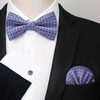 image:imageHISDERN Mens Plaid Bow Tie Set Pocket Square and Cufflinks Bowtie  Pretied Bowties Design for Easy WearCheck PatternMatching Handkerchief Cuff Link3PCS Set Wedding Formal Party Groom PromPurple