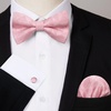 image:imageHISDERN Mens Plaid Bow Tie Set Pocket Square and Cufflinks Bowtie  Pretied Bowties Design for Easy WearCheck PatternMatching Handkerchief Cuff Link3PCS Set Wedding Formal Party Groom PromPink4