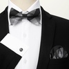 image:imageHISDERN Mens Plaid Bow Tie Set Pocket Square and Cufflinks Bowtie  Pretied Bowties Design for Easy WearCheck PatternMatching Handkerchief Cuff Link3PCS Set Wedding Formal Party Groom PromBlack