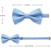 image:imageHISDERN Mens Plaid Bow Tie Set Pocket Square and Cufflinks Bowtie  Pretied Bowties Design for Easy WearCheck PatternMatching Handkerchief Cuff Link3PCS Set Wedding Formal Party Groom PromBlue3