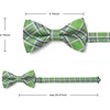 image:imageHISDERN Mens Plaid Bow Tie Set Pocket Square and Cufflinks Bowtie  Pretied Bowties Design for Easy WearCheck PatternMatching Handkerchief Cuff Link3PCS Set Wedding Formal Party Groom PromGreen