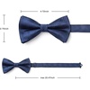 image:imageHISDERN Mens Plaid Bow Tie Set Pocket Square and Cufflinks Bowtie  Pretied Bowties Design for Easy WearCheck PatternMatching Handkerchief Cuff Link3PCS Set Wedding Formal Party Groom PromNavy Blue