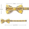 image:imageHISDERN Mens Plaid Bow Tie Set Pocket Square and Cufflinks Bowtie  Pretied Bowties Design for Easy WearCheck PatternMatching Handkerchief Cuff Link3PCS Set Wedding Formal Party Groom PromYellow