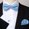 image:imageHISDERN Mens Plaid Bow Tie Set Pocket Square and Cufflinks Bowtie  Pretied Bowties Design for Easy WearCheck PatternMatching Handkerchief Cuff Link3PCS Set Wedding Formal Party Groom PromBlue3