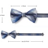 image:imageHISDERN Mens Plaid Bow Tie Set Pocket Square and Cufflinks Bowtie  Pretied Bowties Design for Easy WearCheck PatternMatching Handkerchief Cuff Link3PCS Set Wedding Formal Party Groom PromBlue