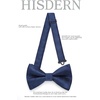 image:imageHISDERN Mens Plaid Bow Tie Set Pocket Square and Cufflinks Bowtie  Pretied Bowties Design for Easy WearCheck PatternMatching Handkerchief Cuff Link3PCS Set Wedding Formal Party Groom PromNavy Blue