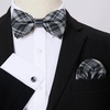 image:imageHISDERN Mens Plaid Bow Tie Set Pocket Square and Cufflinks Bowtie  Pretied Bowties Design for Easy WearCheck PatternMatching Handkerchief Cuff Link3PCS Set Wedding Formal Party Groom PromGrey2