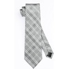 image:imageHISDERN Mens Plaid Tie Suit Vest Set Grey Silk Ties and Pocket Square Cufflinks Set Sliver Check Business Necktie Handkerchief for Formal Classic 34