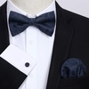 image:imageHISDERN Mens Suit Vest Blue Plaid Dress Vest Bow Ties for Men Navy Bow Tie Pretied Bowtie Set
