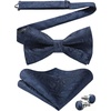image:imageHISDERN Mens Suit Vest Blue Plaid Dress Vest Bow Ties for Men Navy Bow Tie Pretied Bowtie Set