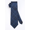 image:imageHISDERN Mens Vests Tie Set Blue Silk Ties and Pocket Square Cufflinks Set Navy Blue Check Foraml Necktie Handkerchief for Business Classic 34