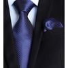 image:imageHISDERN Navy Ties for Men Blue Silk Mens Neck Tie with Pocket Square for Wedding Party Formal Business