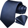 image:imageHISDERN Navy Ties for Men Blue Silk Mens Neck Tie with Pocket Square for Wedding Party Formal Business