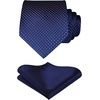 image:imageHISDERN Navy Ties for Men Blue Silk Mens Neck Tie with Pocket Square for Wedding Party Formal Business