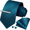 image:imageHISDERN Plaid Ties for Men Classic Checkered Tie and Pocket Square Cufflinks Tie Clip Set Woven Mens Necktie BusinessBteal