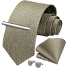 image:imageHISDERN Plaid Ties for Men Classic Checkered Tie and Pocket Square Cufflinks Tie Clip Set Woven Mens Necktie BusinessGolive Green Gingham