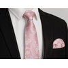 image:imageHISDERN PreTied Bow Tie Baby Pink Tie Formal Floral Ties for Men Handkerchief Woven Classic Mens Necktie Pocket Square Set Wedding Business