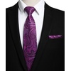 image:imageHISDERN Purple Ties For Men Handkerchief Woven Classic Mens Tie and Pocket Square Set Formal Business Wedding Necktie Dark Purple