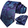 image:imageHISDERN Purple Ties For Men Handkerchief Woven Classic Mens Tie and Pocket Square Set Formal Business Wedding Necktie Dark Purple
