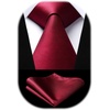 image:imageHISDERN Solid Color Tie Handkerchief Set Burgundy and Black Mens Suit Vest 2XL 2 Pieces Set Classic Formal Mens Dress Vest Match With Necktie and Pocket Square Set