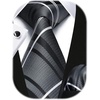 image:imageHISDERN Stripe Ties for Men Set Gray and Black Mens Ties Handkerchief Cufflinks Classic Formal Silk Necktie Wedding Business